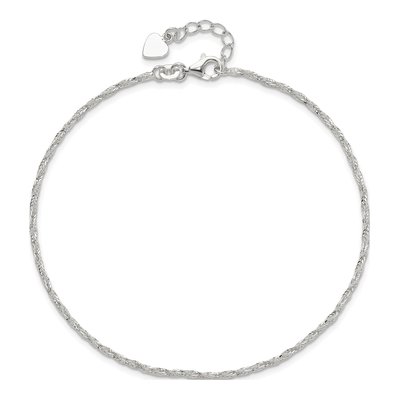 Sterling Silver 2mm Fancy Anklet – view 6