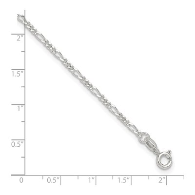 Sterling Silver 2mm Diamond-Cut Figaro Chain Anklet – view 4