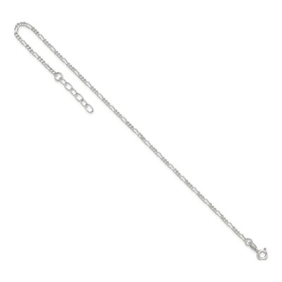 Sterling Silver 2mm Diamond-Cut Figaro Chain Anklet – view 8