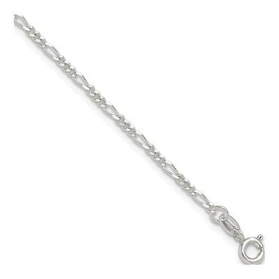 Sterling Silver 2mm Diamond-Cut Figaro Chain Anklet