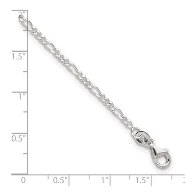 Sterling Silver 2.2mm Diamond-Cut Figaro Chain Anklet – view 4