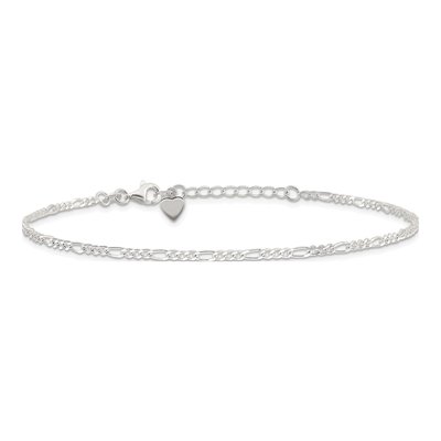 Sterling Silver 2.2mm Diamond-Cut Figaro Chain Anklet – view 5