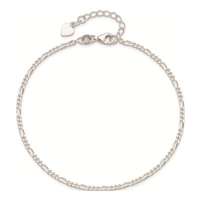 Sterling Silver 2.2mm Diamond-Cut Figaro Chain Anklet – view 6