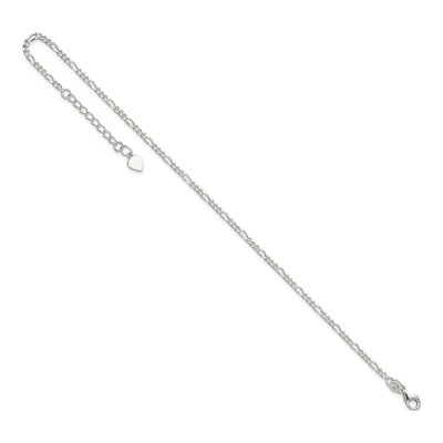 Sterling Silver 2.2mm Diamond-Cut Figaro Chain Anklet – view 7