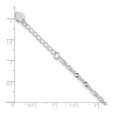 Sterling Silver 3mm Diamond-Cut Singapore Anklet – view 5