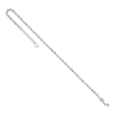 Sterling Silver 3mm Diamond-Cut Singapore Anklet – view 8