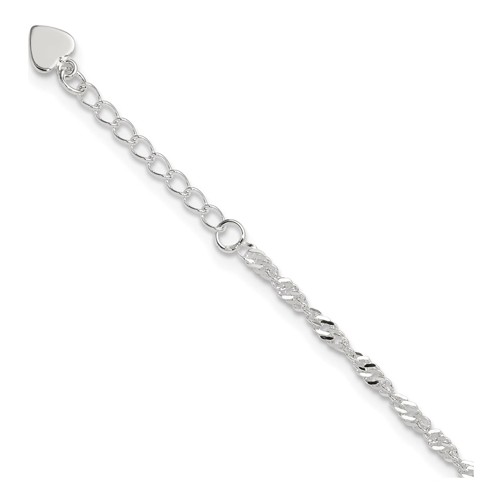 Sterling Silver 3mm Diamond-Cut Singapore Anklet