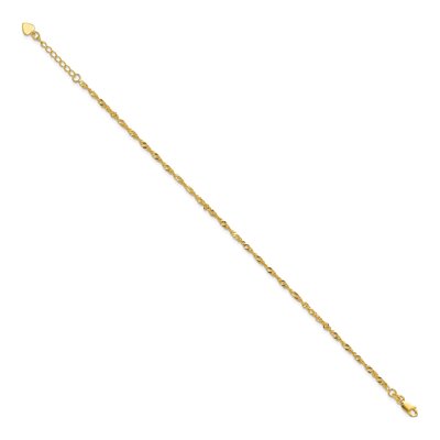 Gold-Plated Sterling Silver 3mm Diamond-Cut Singapore Chain Anklet – view 3