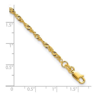 Gold-Plated Sterling Silver 3mm Diamond-Cut Singapore Chain Anklet – view 5