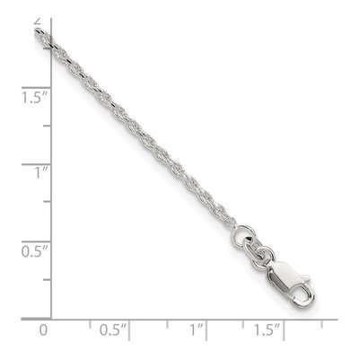Sterling Silver 2mm Diamond-Cut Rope Chain Anklet – view 4