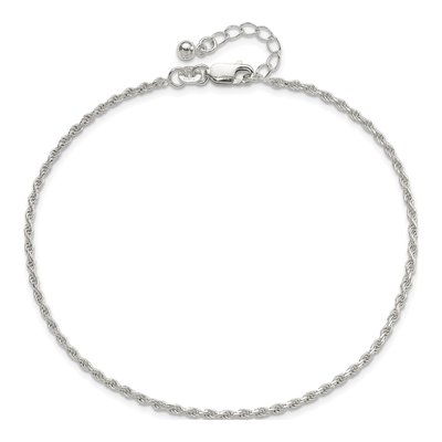 Sterling Silver 2mm Diamond-Cut Rope Chain Anklet – view 6