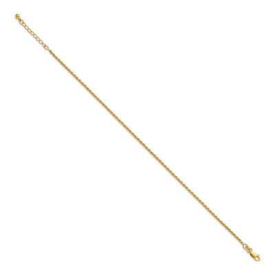 Gold-Plated Sterling Silver 2mm Diamond-Cut Rope Chain Anklet – view 3