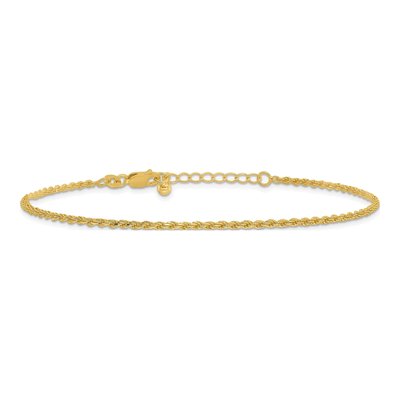 Gold-Plated Sterling Silver 2mm Diamond-Cut Rope Chain Anklet – view 4