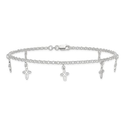 Sterling Silver Cross Anklet – view 5