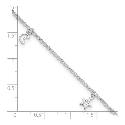 Sterling Silver Moon Stars Anklet – view 3