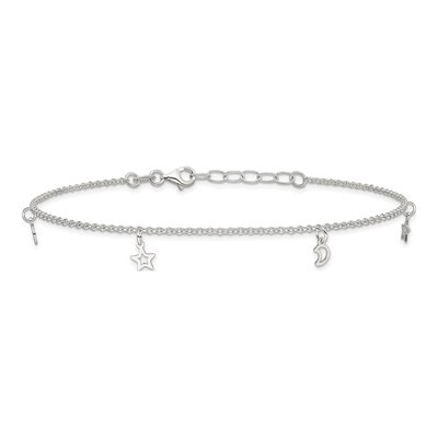 Sterling Silver Moon Stars Anklet – view 4