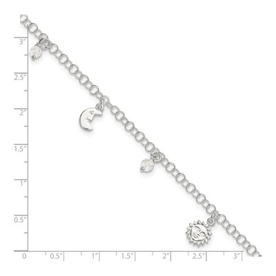 Sterling Silver Sun Moon Star Crystal Anklet – view 6