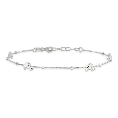 Sterling Silver Dolphin Anklet – view 5