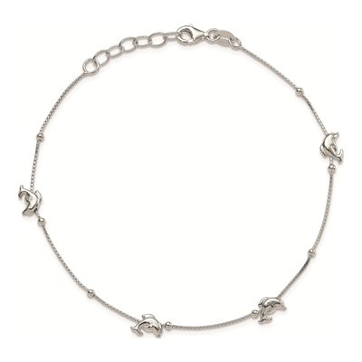 Sterling Silver Dolphin Anklet – view 6
