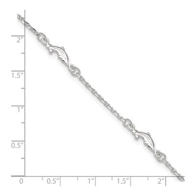 Sterling Silver Dolphin Station Anklet – view 4