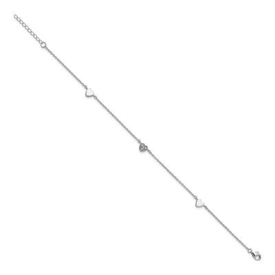 Sterling Silver CZ Heart Anklet – view 3