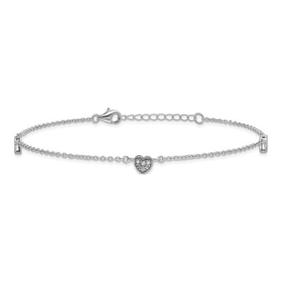 Sterling Silver CZ Heart Anklet – view 4