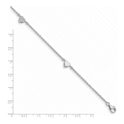 Sterling Silver CZ Heart Anklet – view 5