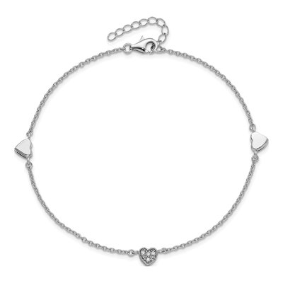 Sterling Silver CZ Heart Anklet – view 6