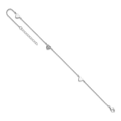 Sterling Silver CZ Heart Anklet – view 8