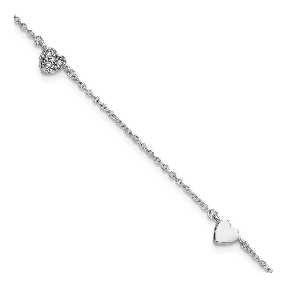 Sterling Silver CZ Heart Anklet