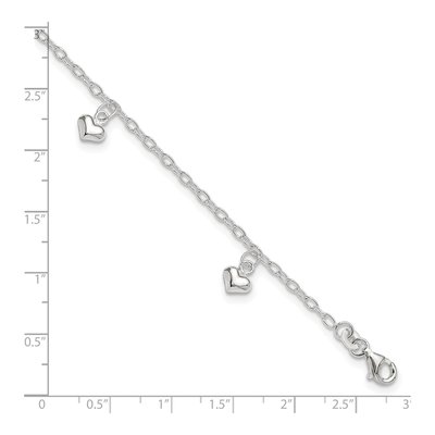 Sterling Silver Puffed Heart Anklet – view 5