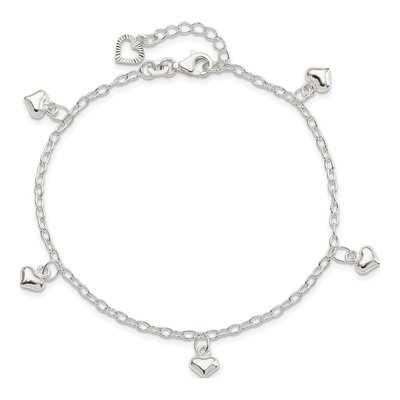 Sterling Silver Puffed Heart Anklet – view 6