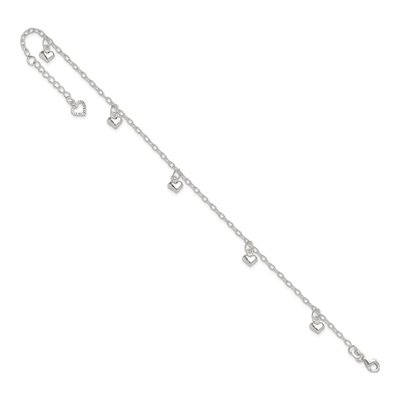 Sterling Silver Puffed Heart Anklet – view 8