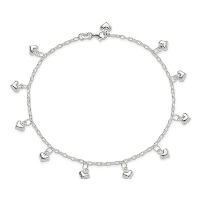 Sterling Silver Puffed Heart Anklet – view 5