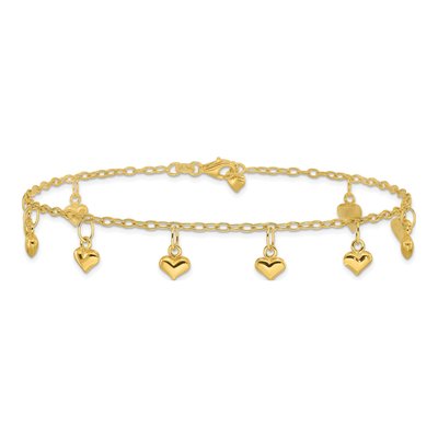 Gold-Plated Sterling Silver Puffed Heart Anklet – view 4