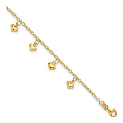 Gold-Plated Sterling Silver Puffed Heart Anklet