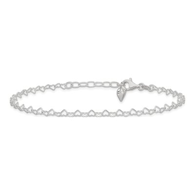 Sterling Silver Puffed Heart Dangle Anklet – view 4