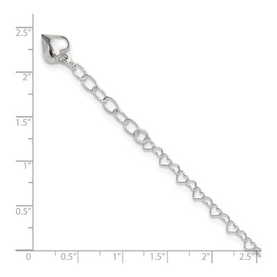 Sterling Silver Puffed Heart Dangle Anklet – view 5