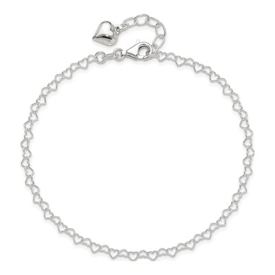 Sterling Silver Puffed Heart Dangle Anklet – view 6