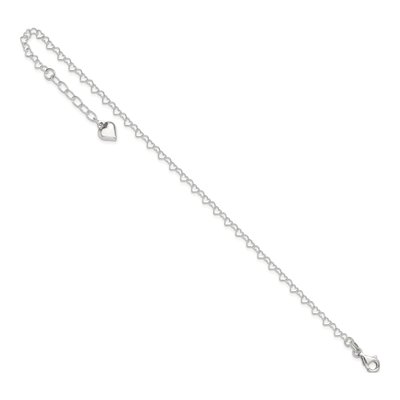 Sterling Silver Puffed Heart Dangle Anklet – view 8