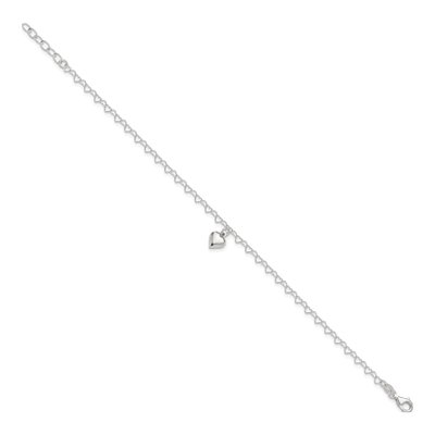 Sterling Silver Puffed Heart Anklet – view 2