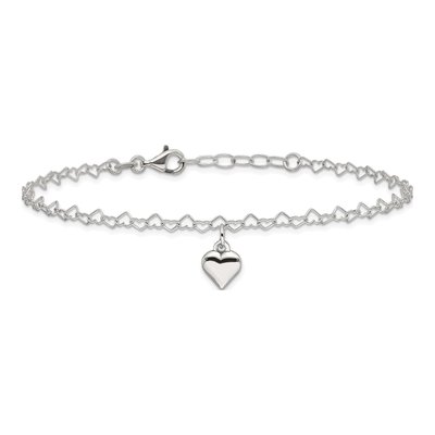Sterling Silver Puffed Heart Anklet – view 3