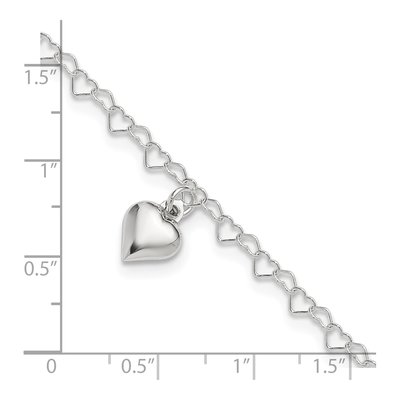 Sterling Silver Puffed Heart Anklet – view 4