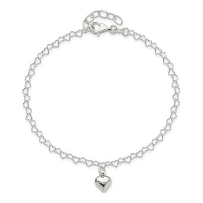 Sterling Silver Puffed Heart Anklet – view 5
