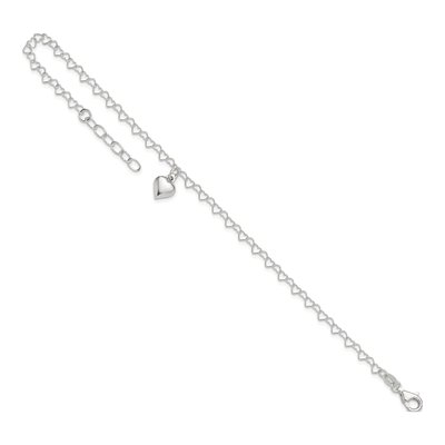 Sterling Silver Puffed Heart Anklet – view 7