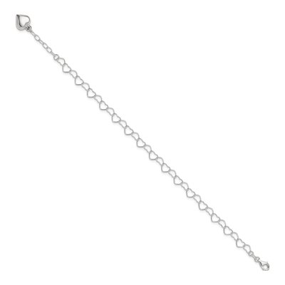 Sterling Silver Puffed Heart Dangle Anklet – view 3