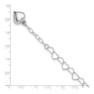 Sterling Silver Puffed Heart Dangle Anklet – view 6