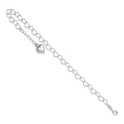Sterling Silver Puffed Heart Dangle Anklet – view 8