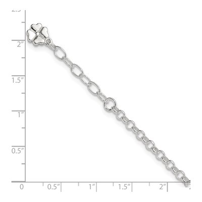 Sterling Silver Clover Dangle Anklet – view 4