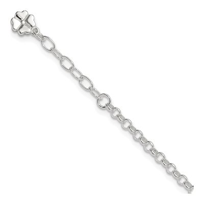 Sterling Silver Clover Dangle Anklet